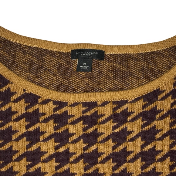 ANN TAYLOR Factory Houndstooth Gold Brown Sweater - Women’s XL - Picture 12 of 15